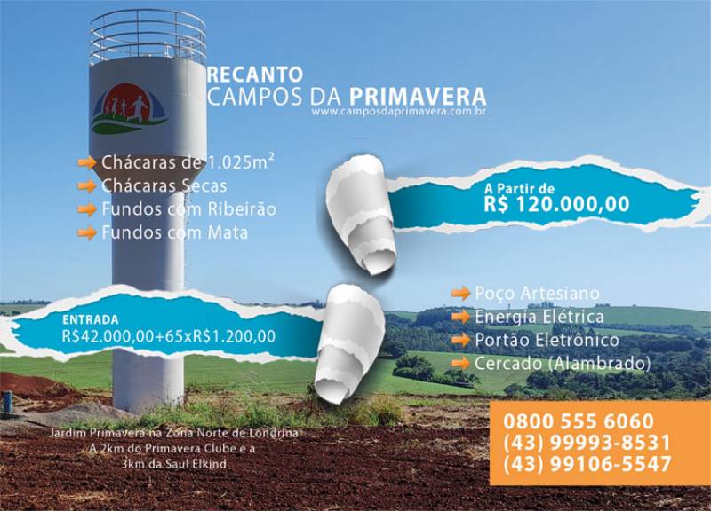 Chácara Venda Londrina Jardim Primavera Zona Norte Pagamento Parcelado
