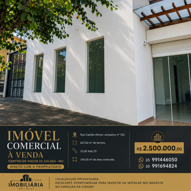 Imóvel comercial à venda, Centro de Poços de Caldas - MG. R$2.500.000,00.