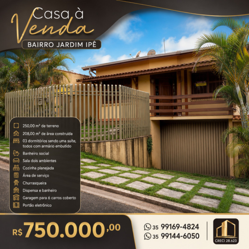 Casa à venda em Poços de Caldas - MG. Bairro Jardim Ipê. 