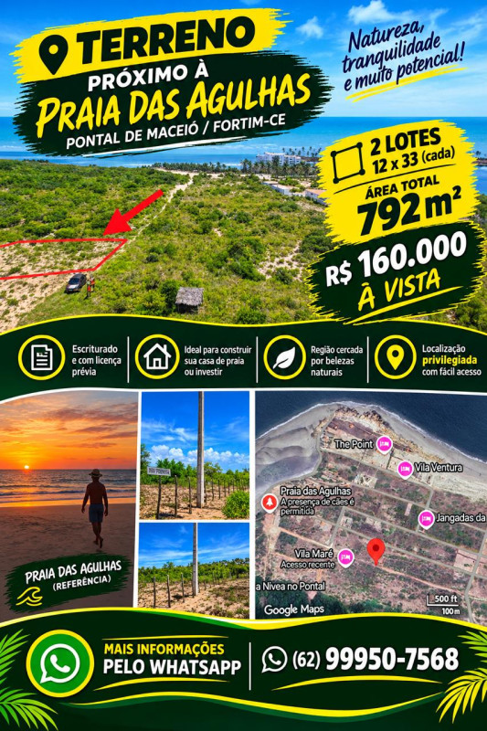 2 LOTES próx. Praia das Agulhas Fortim CE