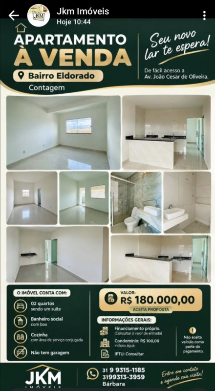 Apartamento Novo a venda no Eldorado,Contagem.