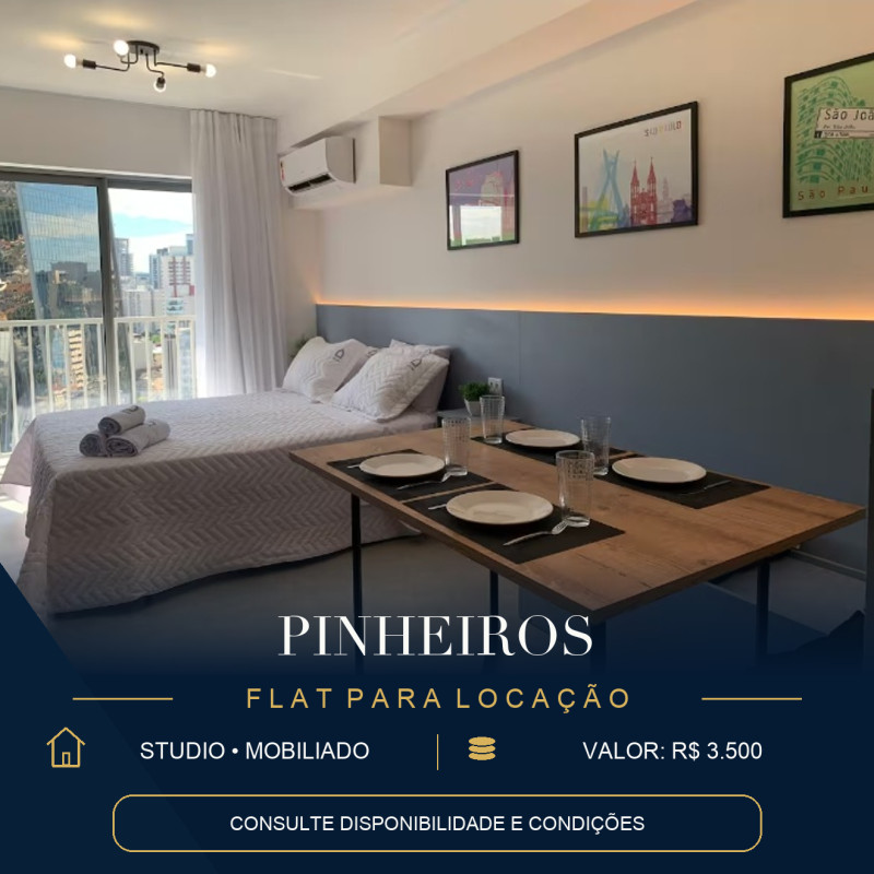 Studio mobiliado em Pinheiros com varanda | Sete Flats