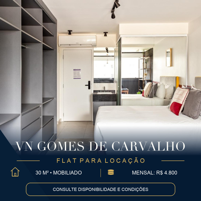 VN Gomes de Carvalho | Studio mobiliado de 30 m² na Vila Olímpia
