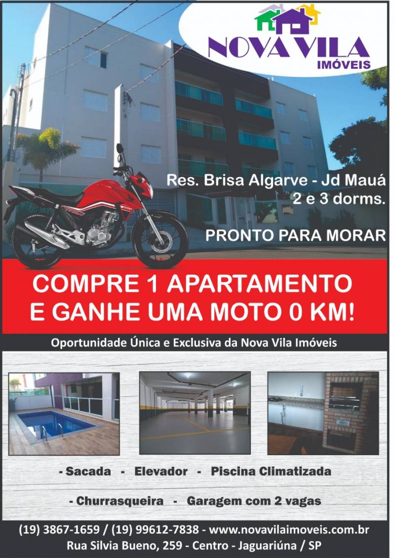 Compre 1 Apto e Ganhe 1 Moto 0km no Lindo/Bem localizado"Res. Brisa do Algarve"Jaguariúna