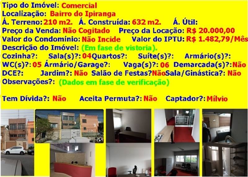 ALUGO PRÉDIO DE 3 PAVIMENTOS, SUBSOLO E 6 VAGAS NO IPIRANGA